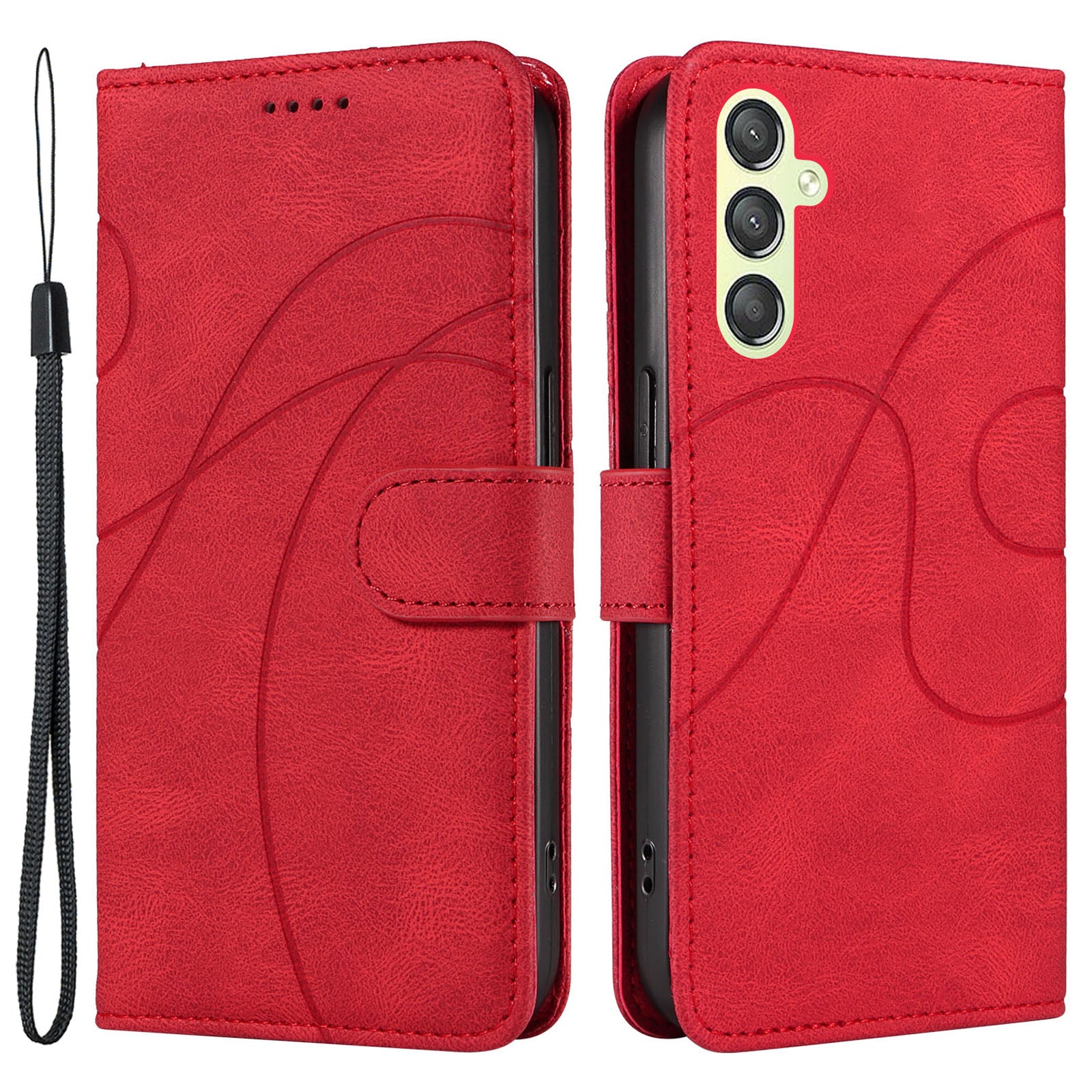 For Samsung Galaxy A24 4G Lines Imprinted Leather Wallet Phone Case Foldable Stand Cover For Samsung Galaxy A24 4G Lines Imprinted Leather Wallet Phone Case Foldable Stand Cover